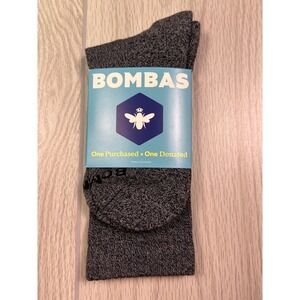 Bombas Midweight Calf Crew Socks Medium Charcoal Marl Grey Unisex Cotton 0753